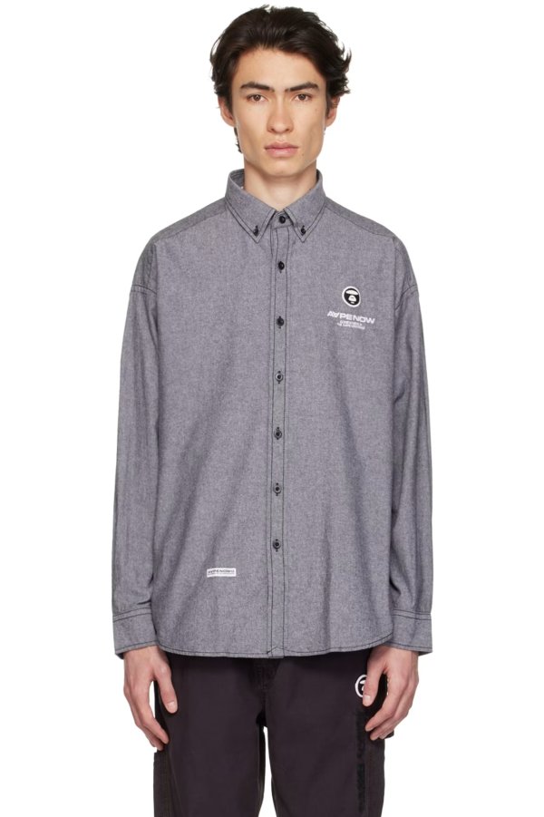 Gray Embroidered 衬衫