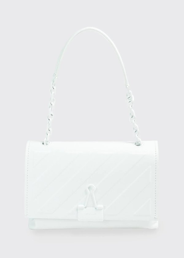 Diagonal Medium Chain Crossbody Bag, White
