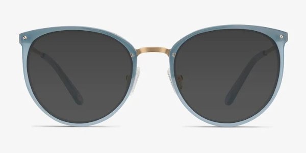 Crush - Round Frosted Blue Frame Sunglasses | EyeBuyDirect