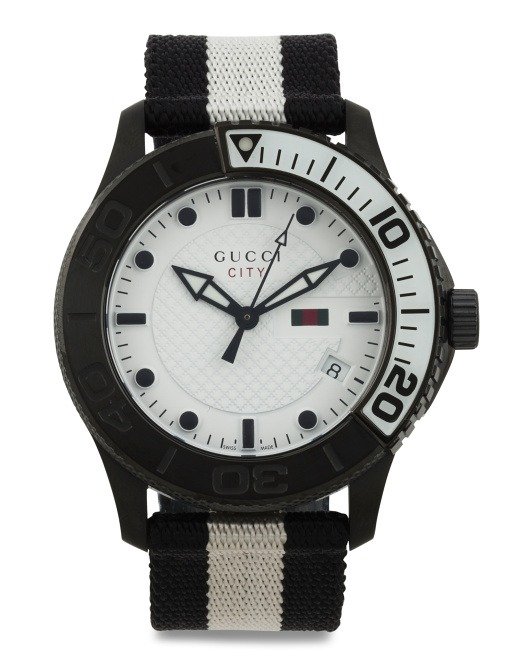 Men&#39;s Swiss Made G Timeless Fabric Strap Watch