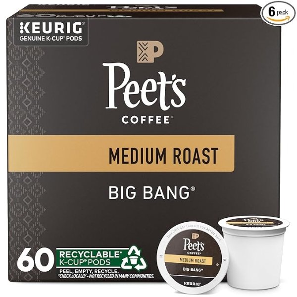 Big Bang, Medium Roast, 60 Count Single Serve K-Cup Coffee Pods for Keurig Coffee Maker