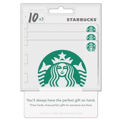 Starbucks 礼卡（3张$10礼卡 价值$30）