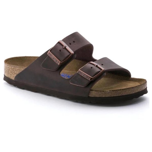 unisex arizona soft footbed oiled leather sandal in habana