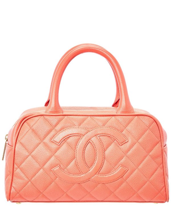 Orange Quilted Caviar Leather Mini Bowler Bag (Authentic Pre-Owned)