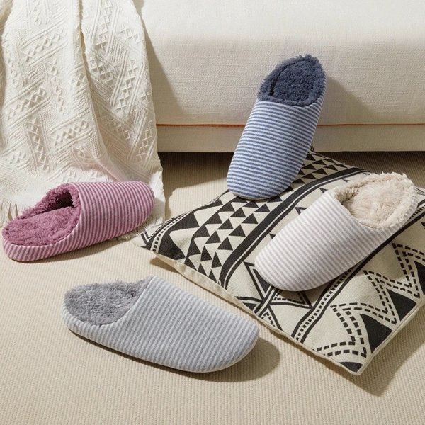 Cotton and Fleece Elastic Insole Home Slippers