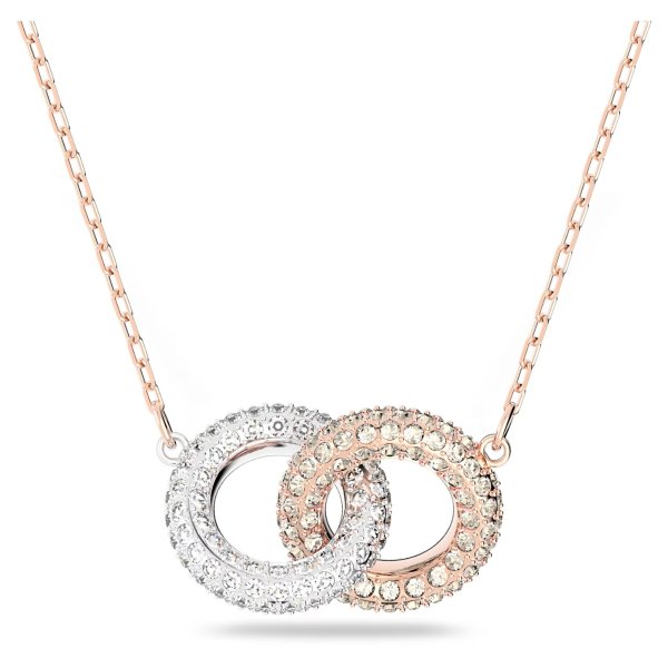 Stone necklace, Circle, White, Rose gold-tone plated by SWAROVSKI