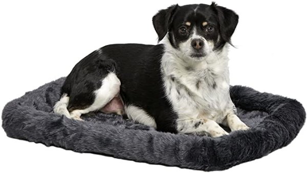 24L-Inch Gray Dog Bed or Cat Bed w/Comfortable Bolster | Ideal for Small Dog Breeds & Fits a 24-Inch Dog Crate | Easy Maintenance Machine Wash & Dry | 1-Year Warranty
