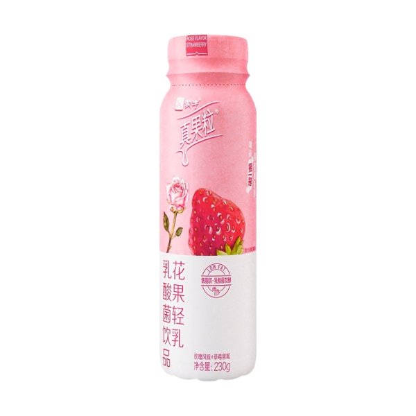 MENGNIU Real Fruit Grain Flower Fruit Light Milk Rose Strawberry Flavor Lactobacillus Drink PET 230g