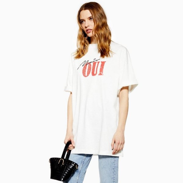 'Mais Oui' Oversized T-Shirt - 20% off Selected Tops, Denim & Brands - Sale