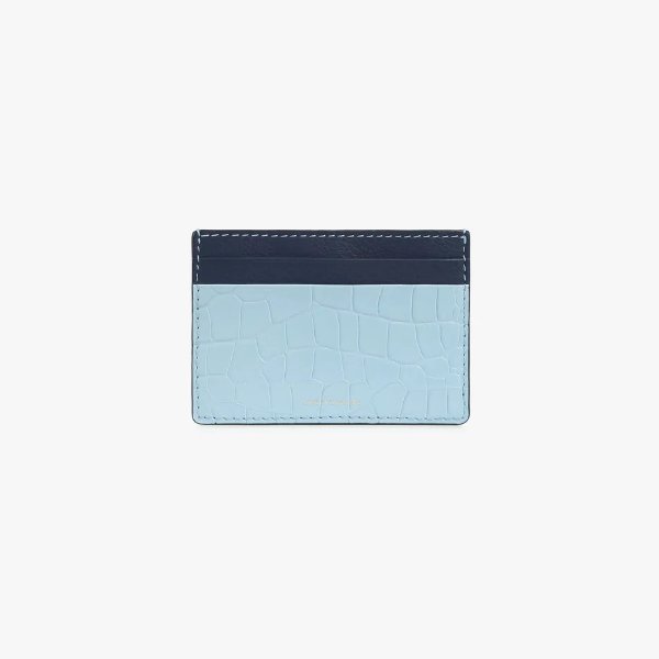 Cardholder - Embossed Leather Powder Blue/Navy