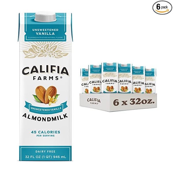 s - Almond Milk, Unsweetened Vanilla | Dairy Free | Whole30 | Keto | Vegan | Plant Based | Nut Milk | Non-GMO | Shelf-Stable | Low Calorie & Sugar ,32 Fl Oz (Pack of 6)
