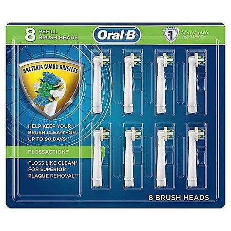 Oral-B FlossAction Electric Toothbrush Replacement Brush Heads, (8 ct. Refills) - Sam's Club
