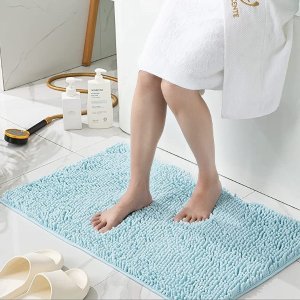 TENGTENGLINK Bath Mats for Bathroom Soft Chenille Bathroom Rugs Anti-Slip 17x24 Inch