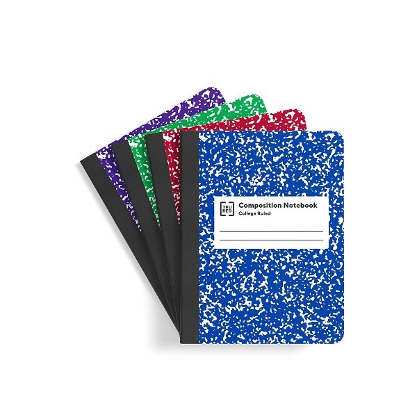 TRU RED™ Composition Notebook, 7.5" x 9.75", College Ruled, 100 Sheets, Assorted Colors (TR55063C)