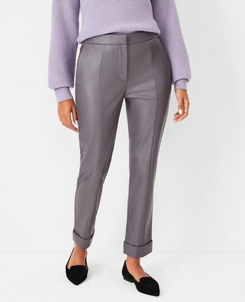 The Faux Leather High Waist Ankle Pant - Curvy Fit | Ann Taylor