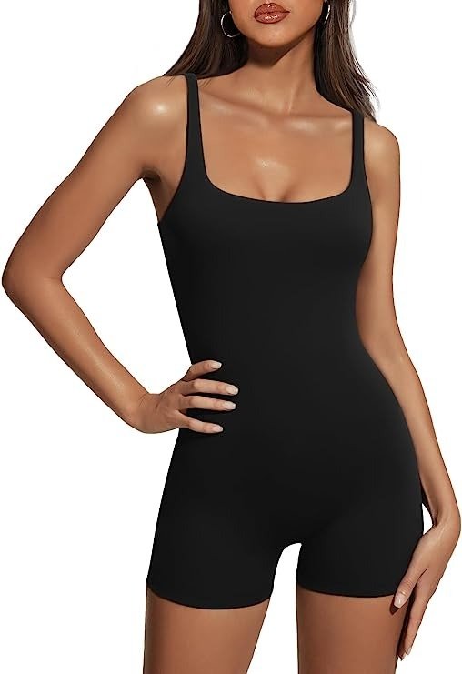 AUTOMET Womens Jumpsuits Unitard Bodysuits One Piece Shorts Rompers Yoga Sleeveless Backless Seamless Bodycon Outfits 2023
