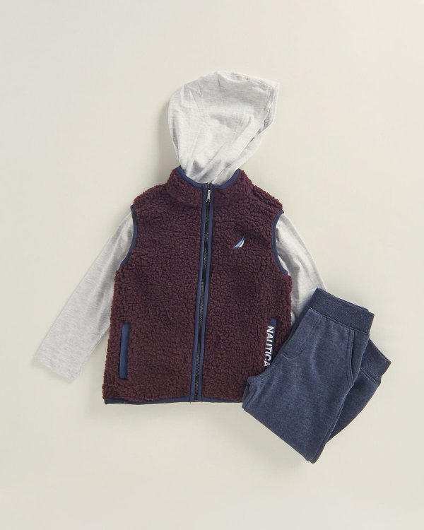 (Toddler Boys) 3-Piece Fleece Vest & Jogger Sweatpants Set