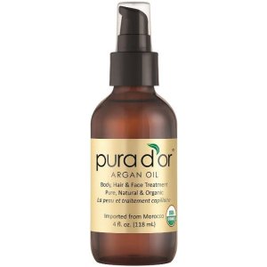 PURA D'OR Moroccan Argan Oil 100% Pure & USDA Organic For Face, Hair, Skin & Nails, 4 Fluid Ounce