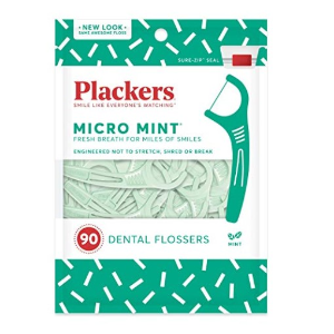 Plackers Micro Mint Dental Floss Picks, 90 Count (Pack of 6)