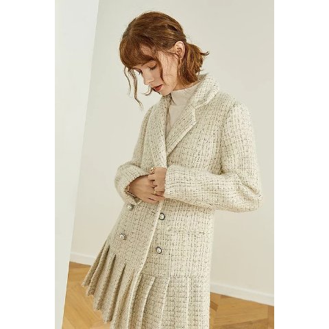 Ecru Emissary满$350送25礼卡小香风百褶西装连衣裙大衣