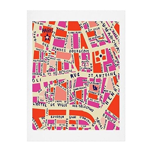 巴黎地图装饰挂画 16" x 20"
