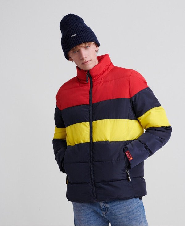 Mens Colour Stripe Sports Puffer Jacket