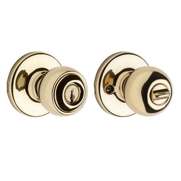 Polo Keyed Entry Knob in Polished Brass
