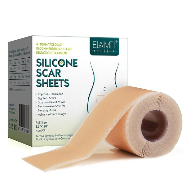 Silicone Scar Sheets (1.6” x 120”Roll-3M), Silicone Scar Tape Roll, Scar Silicone Strips, Reusable, Professional Scar Removal Sheets for C-Section, Surgery, Burn, Keloid, Acne et