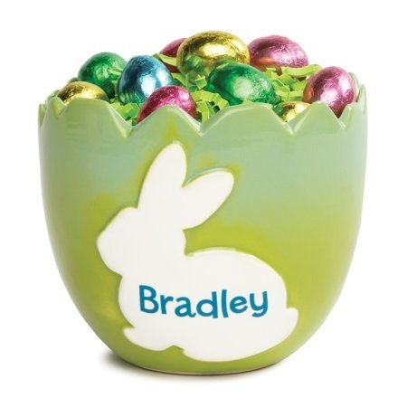 Green Ombre Cracked Egg Personalized Ceramic Bowl