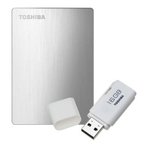 东芝Toshiba Canvio Slim II 1TB USB 3.0 超薄可移动硬盘＋16GB USB闪存盘