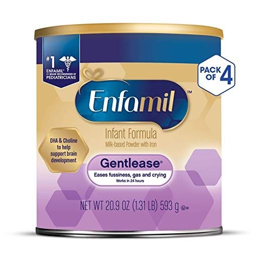 Gentlease Sensitive Baby Formula Gentle Milk Powder, 20.9 ounce (Pack of 4) - Omega 3 DHA, Probiotics, Iron & Immune & Brain Support