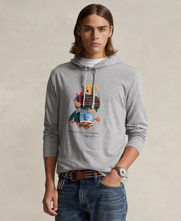 Men's Cotton Polo Bear Jersey Hooded T-Shirt