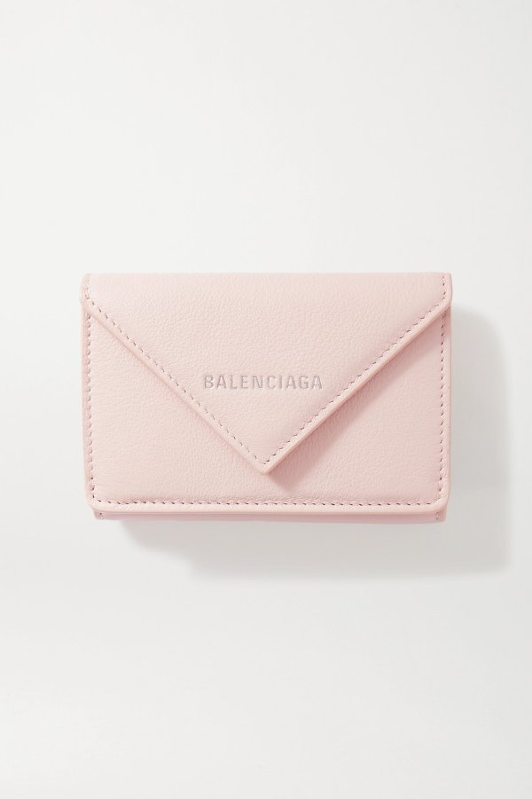 Papier mini printed textured-leather wallet