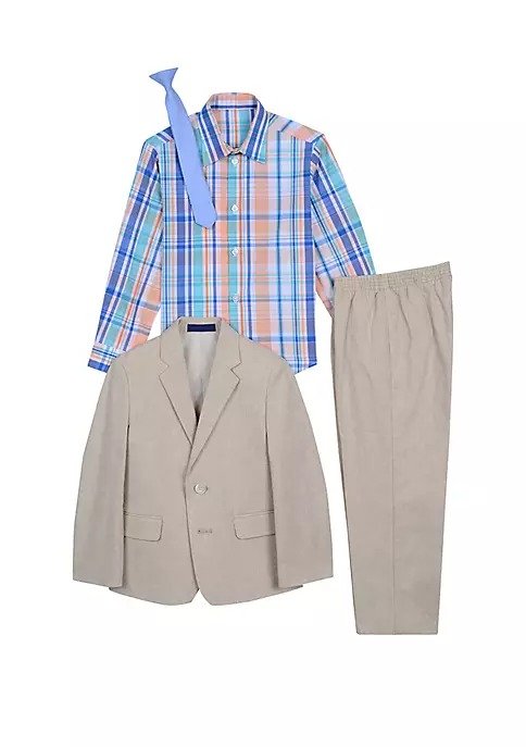 Boys 4-7 Linen 4 Piece Suit Set