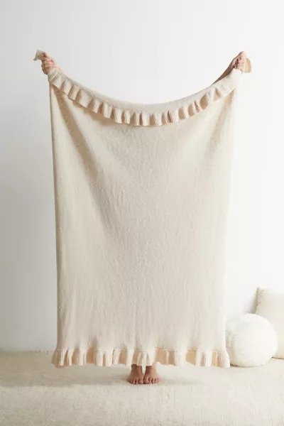 Ruffle Knit Throw Blanket
