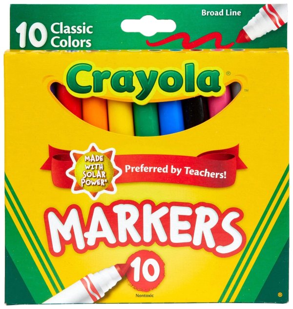 Classic Broad Line Markers, Art Supplies, Back to School Supplies, 10 Ct