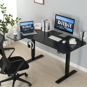 BilBil 59"L-Shaped Electric Height Adjustable Standing Desk
