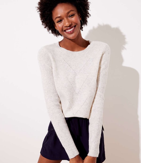 Pointelle Ribbed Sweater