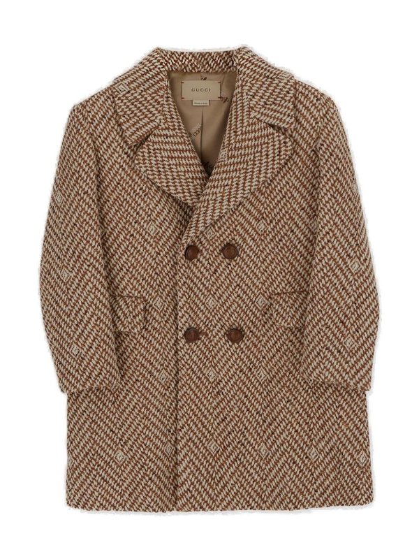 Square G Double-Breasted Long-Sleeved Coat