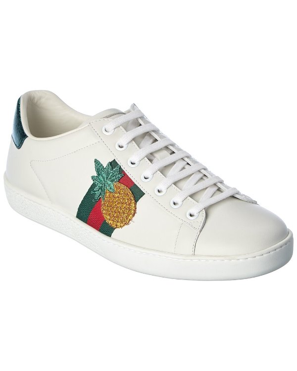 Ace Embroidered Leather Sneaker