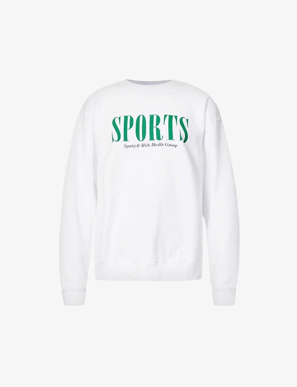 Sports text-print relaxed-fit cotton-jersey sweatshirt