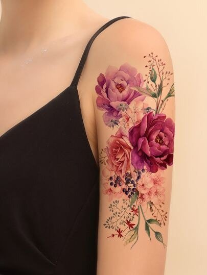 1sheet Floral Print Tattoo Sticker
