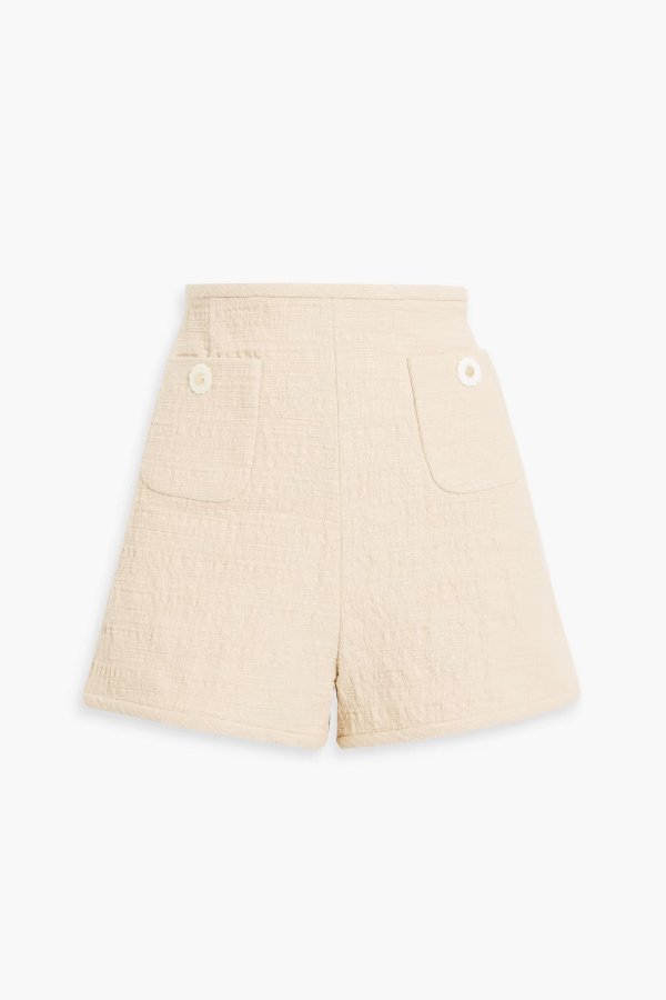 Embellished cotton-blend tweed shorts
