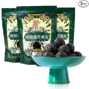 Black Sesame Ball Halloween cookies Contains natural honey High Protein Snacks, Gluten Free Individually Packed for Easy Carrying (pack of 3), 13.3oz