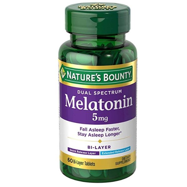Nature's Bounty Dual Spectrum Bi-Layer Melatonin 5 mg, 60 Tablets