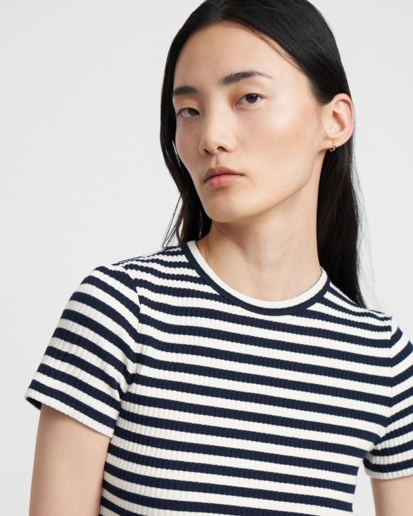 Tiny Tee in Striped Ribbed Knit