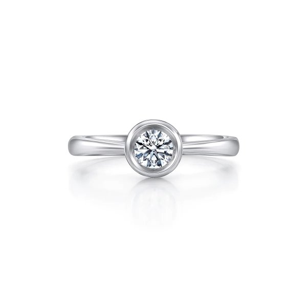 「光環」18K白色黃金鑽石戒指