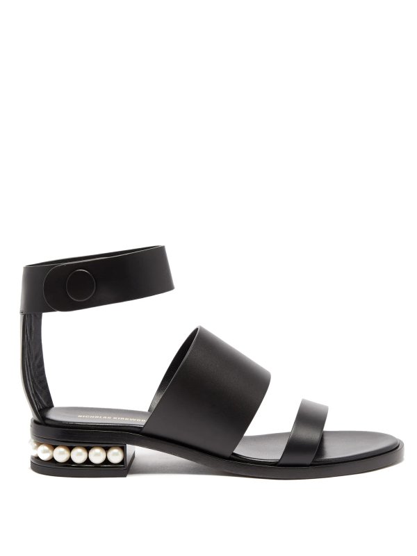 Casati faux-pearl heel leather sandals