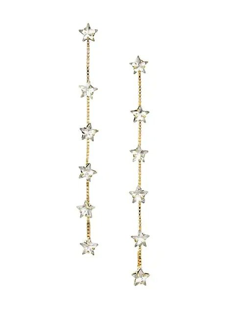 Crystal Goldtone Star Linear Earrings