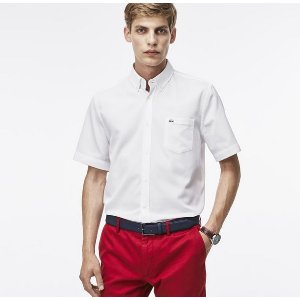 Lacoste Short Sleeve Mini Pique Woven Shirt